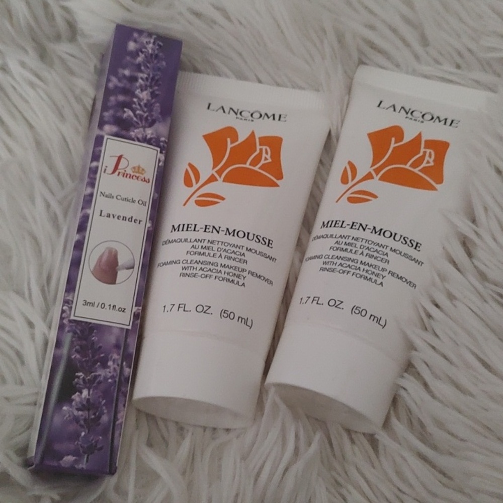 2 - 1.7 Fl OuncesLancôme Miel-En-Mousse + Lavender Nail Cuticle Oil New!